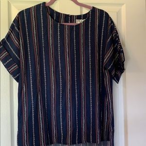 Blue patterned blouse